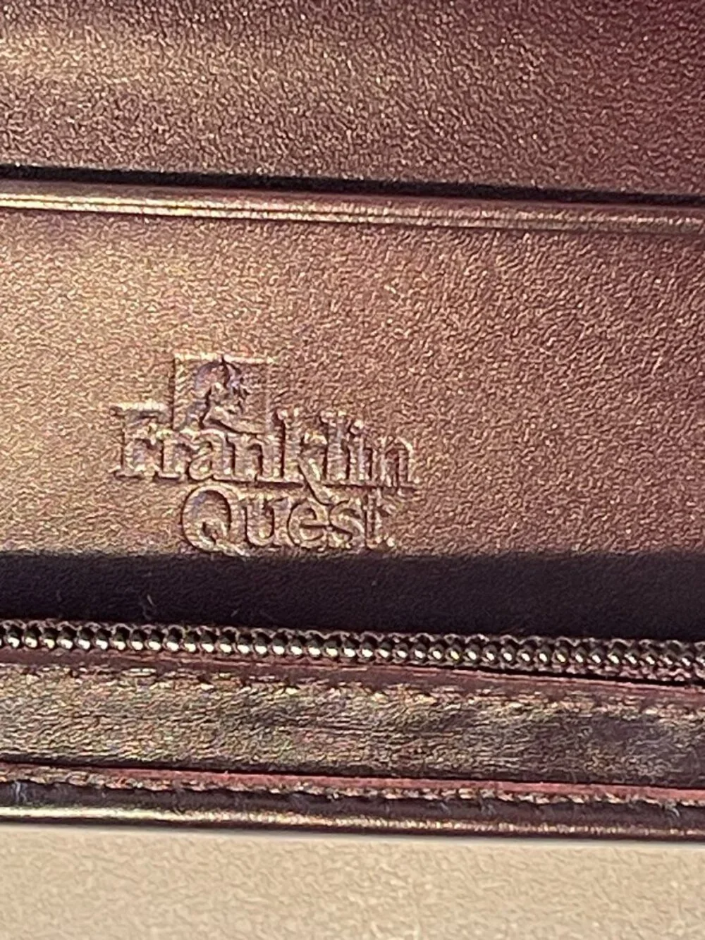 Franklin Quest Vintage Top Grain Leather Planner Binder Made in USA Organizer